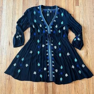 Free People Geometric Embroidered Boho Dress